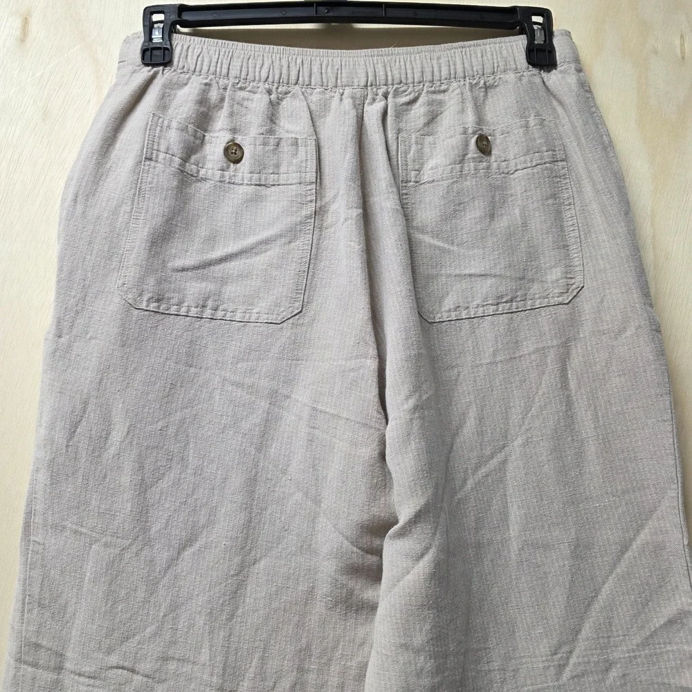 Havana Nines Womens M Taupe Linen Rayon Pull On Casual Beach Pants
